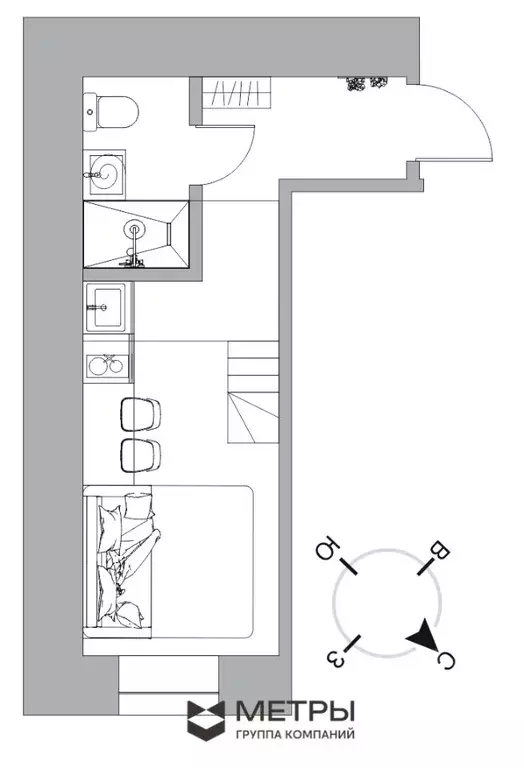 Студия Санкт-Петербург ул. Жуковского, 28 (21.9 м) - Фото 1
