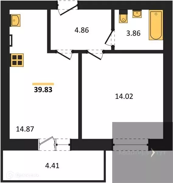 Продаётся 1-к квартира, 39.82 м - Фото 0