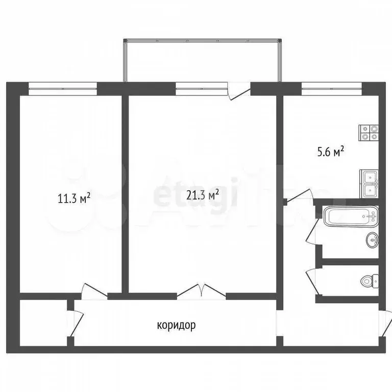 2-к. квартира, 45 м, 2/5 эт. - Фото 0