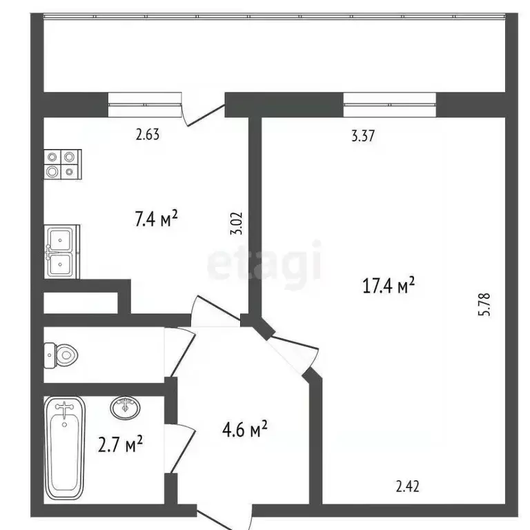 1-к кв. Московская область, Клин ул. Калинина, 9 (36.8 м) - Фото 1