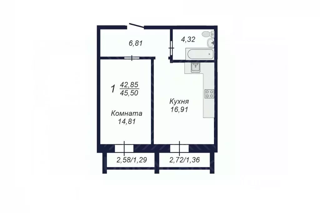 1-к кв. Челябинская область, Челябинск Заручейный кв-л,  (45.5 м) - Фото 1