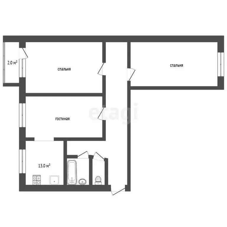 2-комнатная квартира: Тюмень, Холодильная улица, 51 (62.3 м) - Фото 0