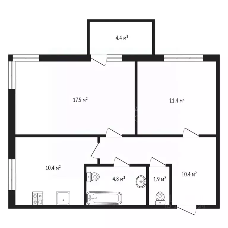 2-к кв. Тюменская область, Тюмень Профсоюзная ул., 63 (57.74 м) - Фото 2