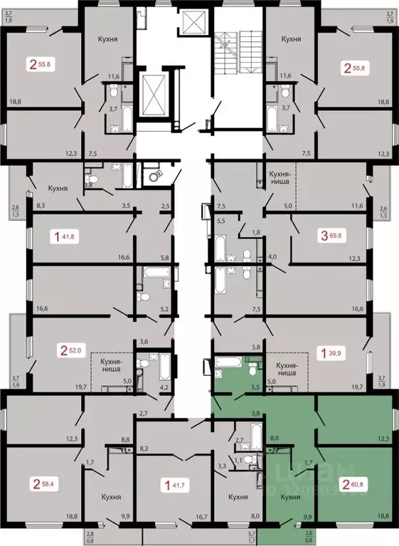2-к кв. Красноярский край, Красноярск Пашенный мкр,  (60.8 м) - Фото 1