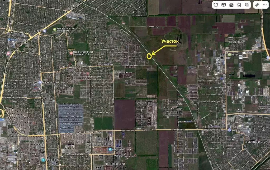Участок в Краснодарский край, Краснодар пос. Российский, ул. Окружная ... - Фото 1