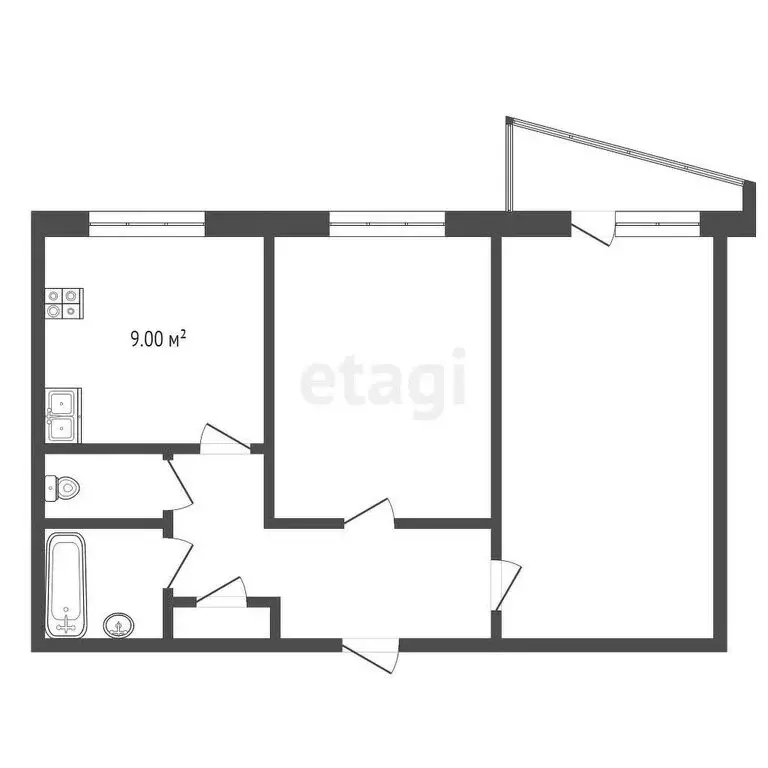 2-комнатная квартира: Тюмень, Минская улица, 3А (50 м) - Фото 1