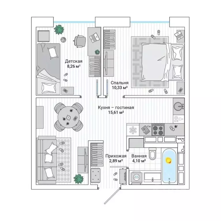 2-к кв. Приморский край, Владивосток Гринвуд жилой комплекс (42.2 м) - Фото 1