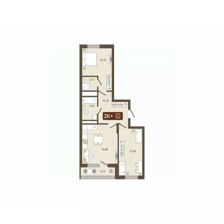 2-к кв. Кемеровская область, Новокузнецк Макеевская ул. (67.02 м) - Фото 1