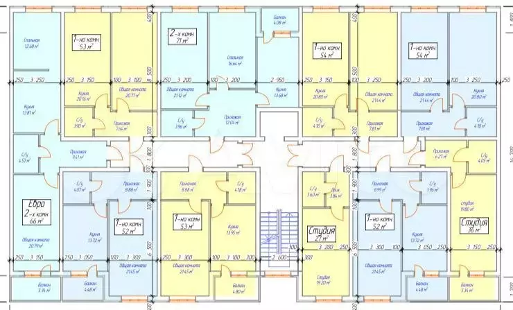 2-к. квартира, 71м, 5/9эт. - Фото 1