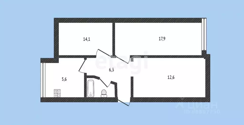 3-к кв. Карачаево-Черкесия, Черкесск ул. Умара Алиева, 20 (59.7 м) - Фото 1