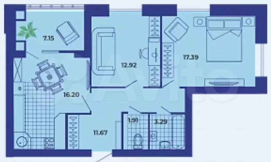 2-к. квартира, 70,5 м, 3/9 эт. - Фото 1