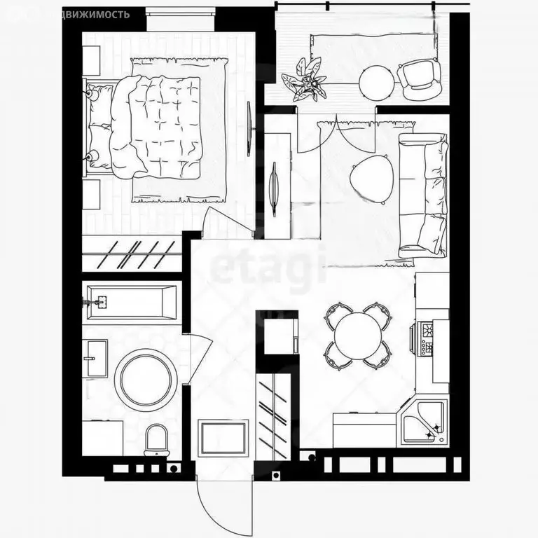 1-комнатная квартира: Гурьевск, улица Героя России Катериничева, 2к1 ... - Фото 1