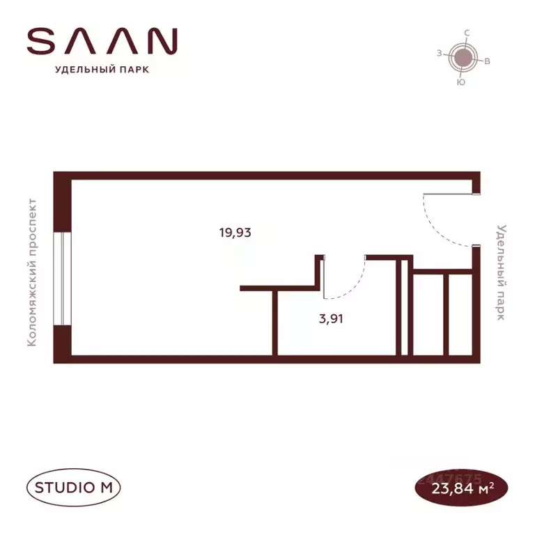 Студия Санкт-Петербург  (23.84 м) - Фото 2