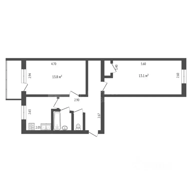 2-к кв. Тюменская область, Тюмень ул. Орджоникидзе, 67 (44.4 м) - Фото 0