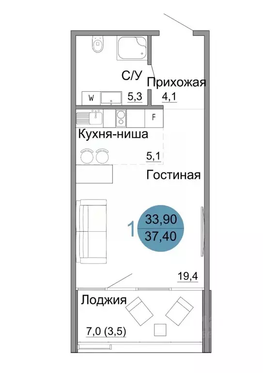 1-к кв. Крым, Керчь Белый город жилой комплекс (37.4 м) - Фото 0