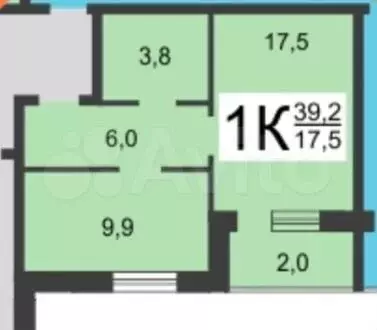 1-к. квартира, 39 м, 5/5 эт. - Фото 0