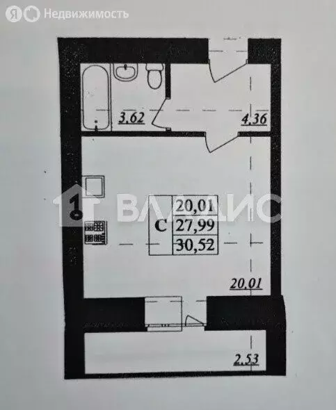 Квартира-студия: Владимир, улица Верхняя Дуброва, 32В (30.52 м) - Фото 1