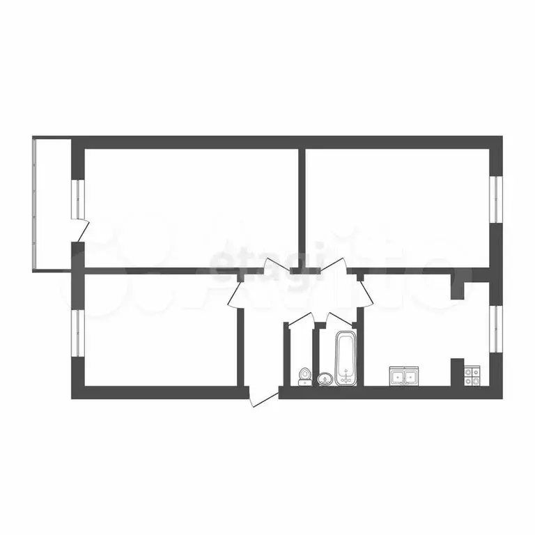 3-к. квартира, 61,9 м, 4/5 эт. - Фото 0