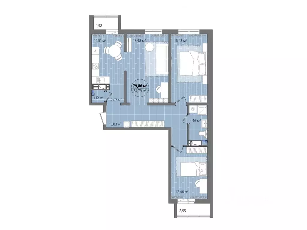 3-к кв. Челябинская область, Челябинск ул. Труда, 14 (89.72 м) - Фото 0