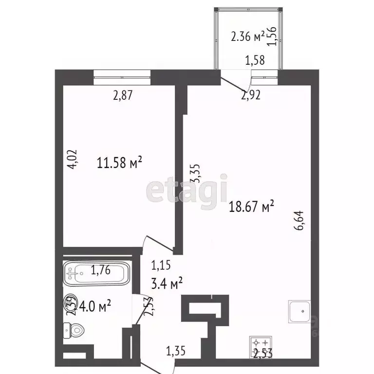 1-к кв. Крым, Евпатория ул. 60 лет ВЛКСМ, 31/1 (37.3 м) - Фото 1