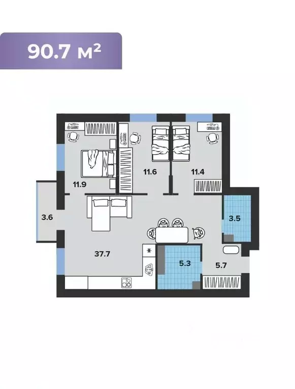 4-к кв. Ульяновская область, Димитровград просп. Ленина, 37И (90.7 м) - Фото 1