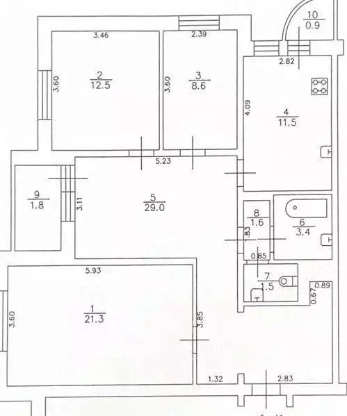 3-к кв. Татарстан, Казань просп. Ямашева, 67 (89.4 м) - Фото 2