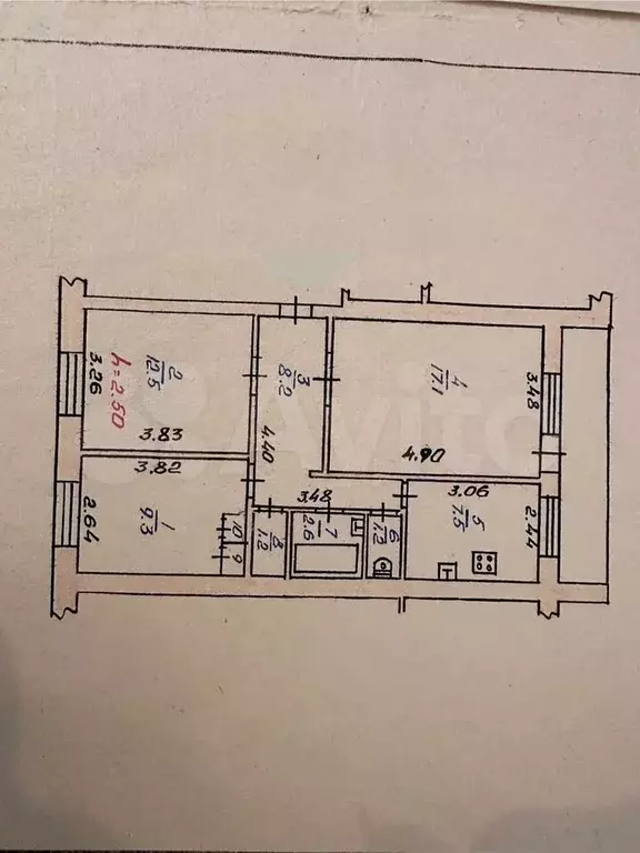 3-к. квартира, 60,2 м, 2/5 эт. - Фото 0