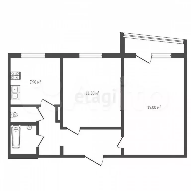 2-к. квартира, 49,3 м, 7/9 эт. - Фото 0