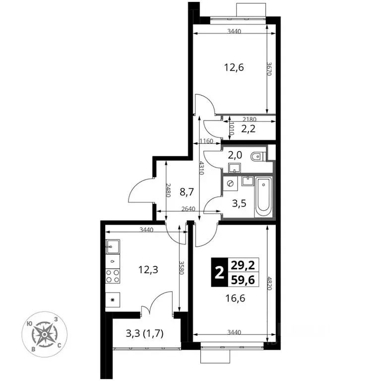 2-к кв. Московская область, Ленинский городской округ, пос. Битца ... - Фото 1