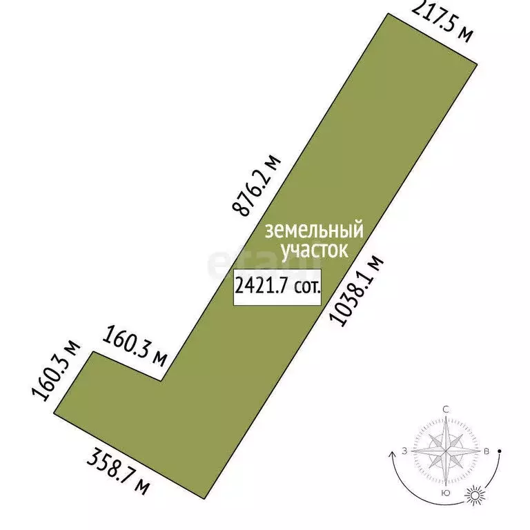 Участок в Красногвардейский район, село Амурское (2421.74 м) - Фото 1