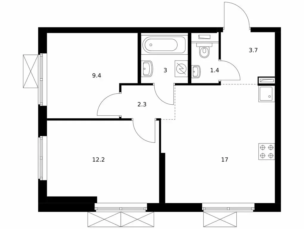 2-комнатная квартира: Москва, ЖК Первый Дубровский, 1.1 (46.9 м) - Фото 1