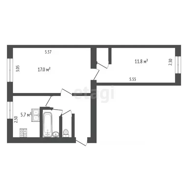 2-к кв. Крым, Ялта муниципальный округ, Кореиз пгт ул. Южная, 11 (42.1 ... - Фото 2