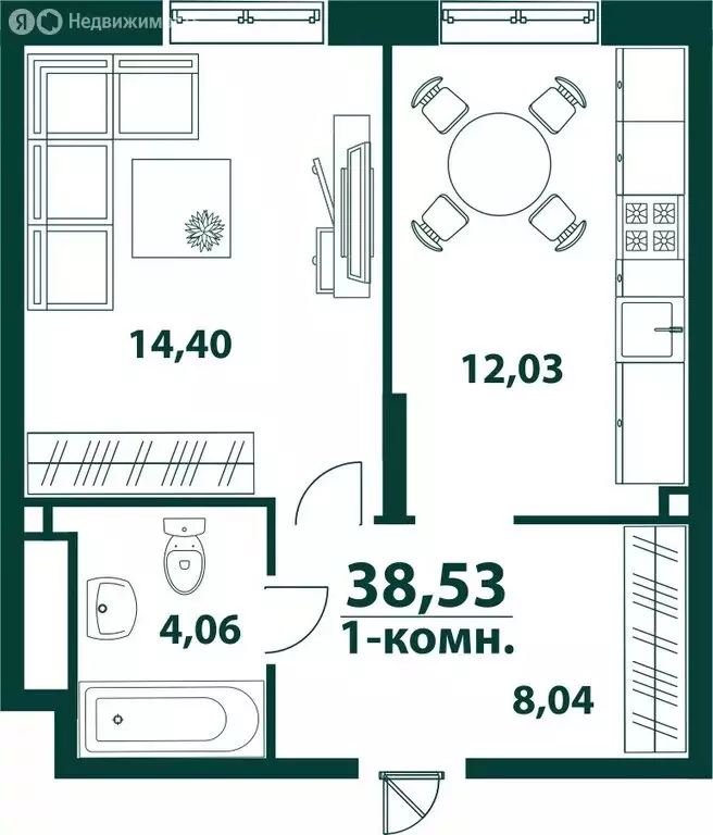 1-комнатная квартира: Ульяновск, 19-й микрорайон, ЖК Аквамарин-2, 3 ... - Фото 1