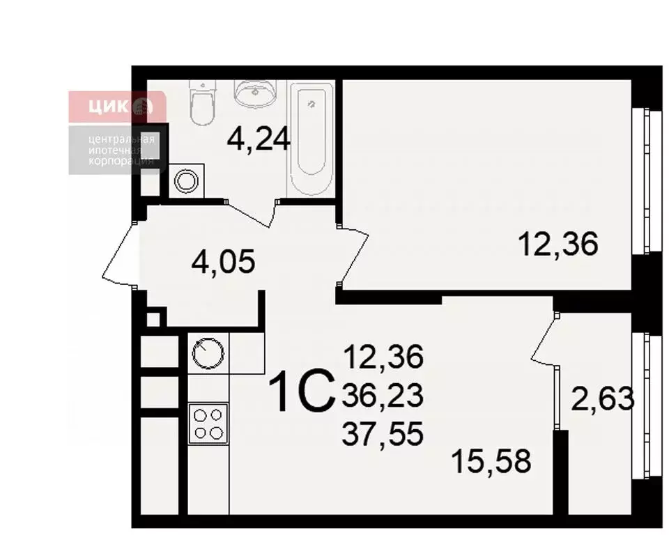 1-комнатная квартира: Рязань, Куйбышевское шоссе, 17 (37.55 м) - Фото 0