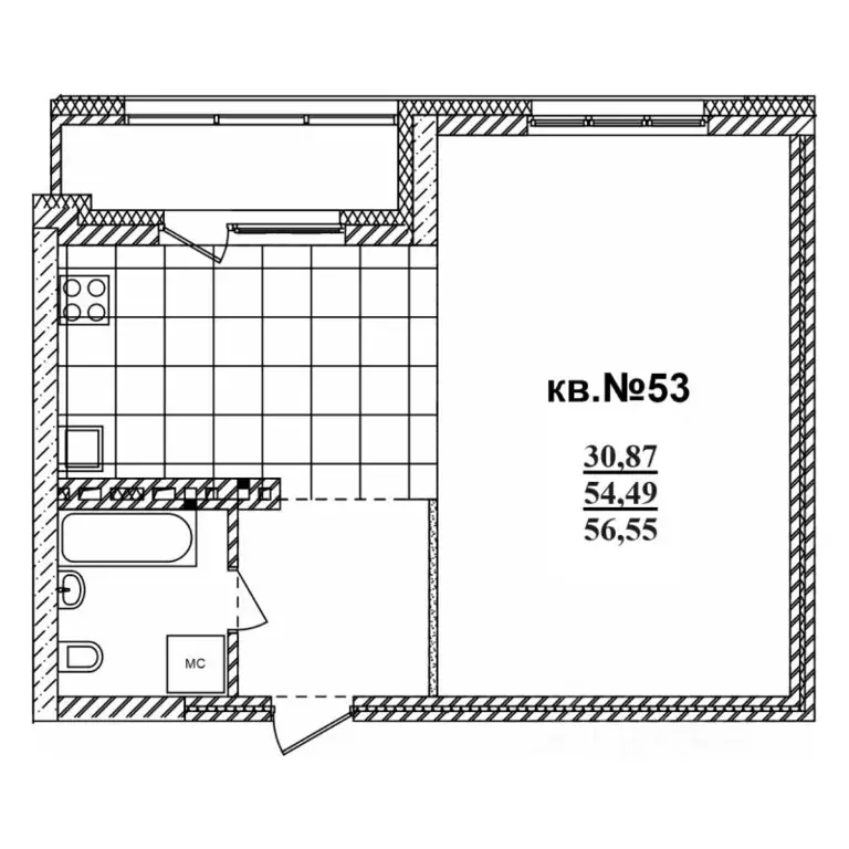 Студия Новосибирская область, Новосибирск Садовая ул., 17 (56.55 м) - Фото 0