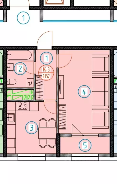 1-к кв. Чеченская республика, Грозный ул. Мира, 52Ак2 (41.52 м) - Фото 2