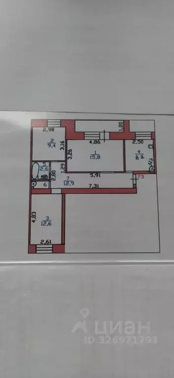 3-к кв. Курганская область, Курган Профсоюзная ул., 4 (63.0 м) - Фото 1