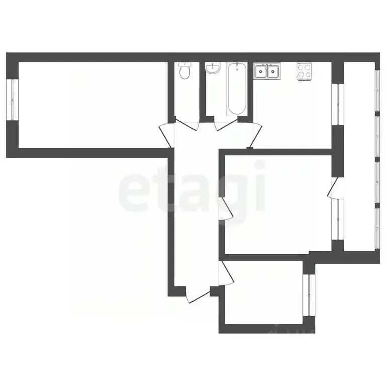 3-к кв. Тюменская область, Тюмень Пролетарская ул., 120а (60.1 м) - Фото 2