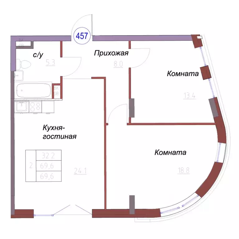 2-к кв. Калининградская область, Светлогорск  (69.6 м) - Фото 1