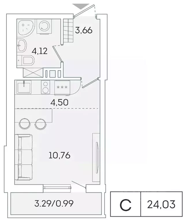 Студия Ленинградская область, Мурино Всеволожский район, ул. Графская, ... - Фото 1