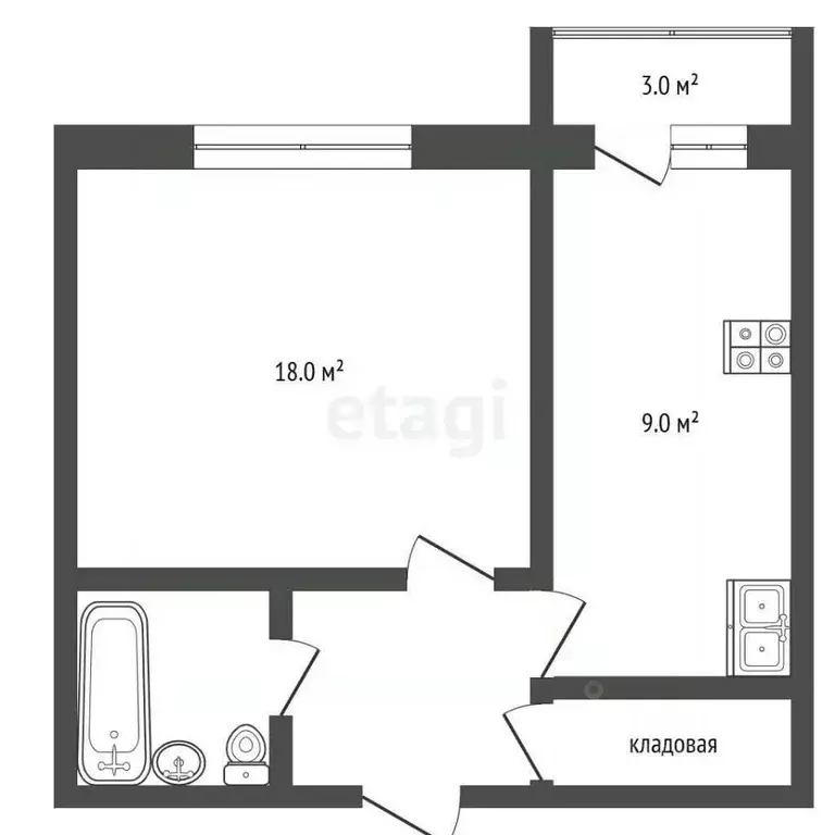 1-к кв. Калужская область, Кременки г. Жуковский муниципальный округ, ... - Фото 2