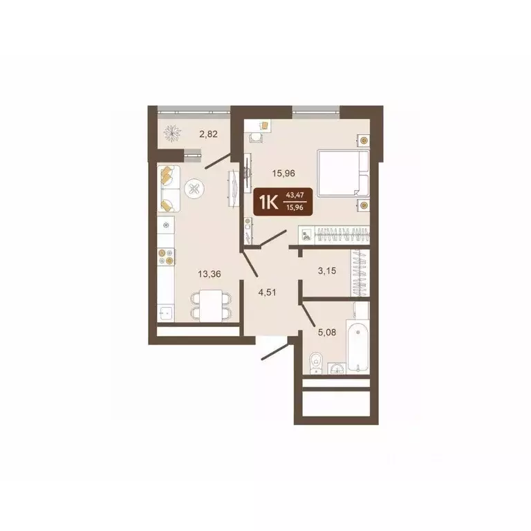 1-к кв. Кемеровская область, Новокузнецк Макеевская ул. (43.47 м) - Фото 2