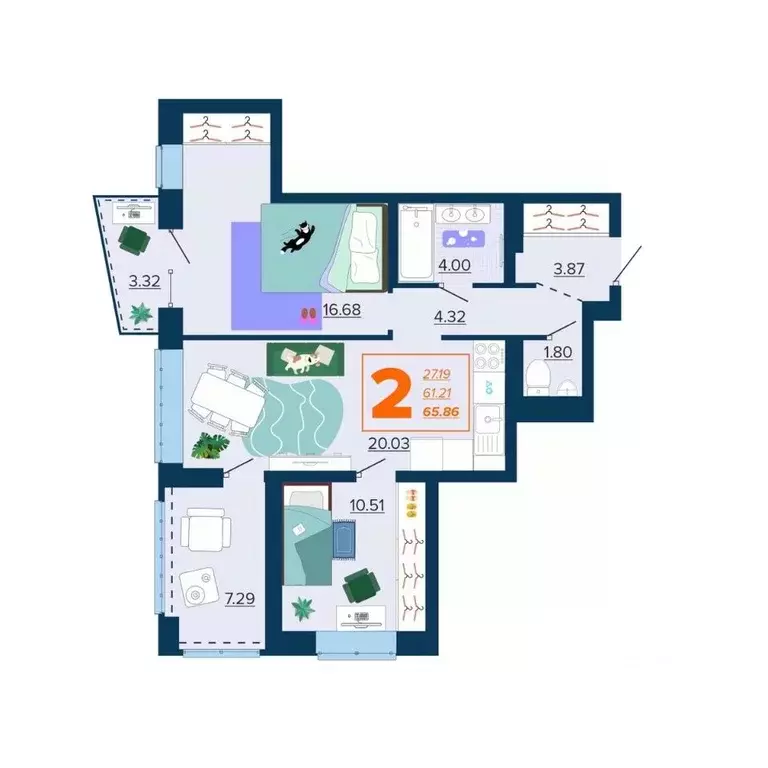 2-к кв. Брянская область, Брянск Московский мкр, Микрорайон Акватория ... - Фото 1