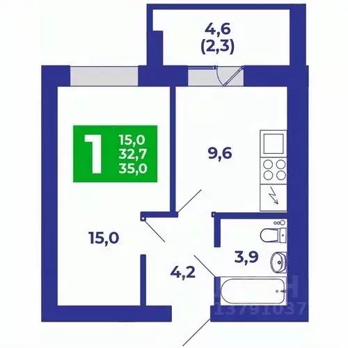 1-к кв. Башкортостан, Стерлитамакский район, Отрадовский сельсовет, с. ... - Фото 1