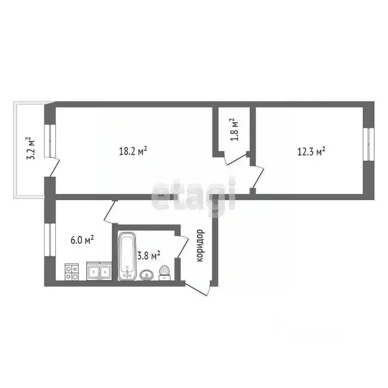 2-к кв. Краснодарский край, Новороссийск ул. Мира, 45 (43.6 м) - Фото 1