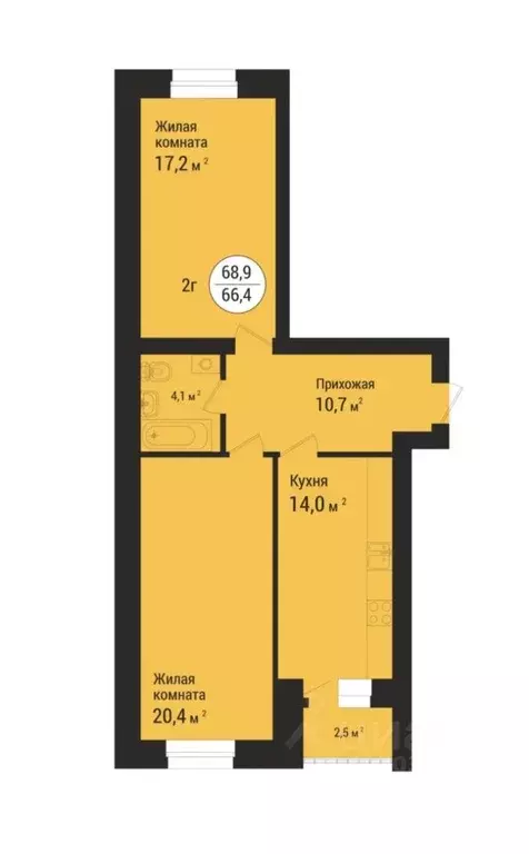 2-к кв. Тамбовская область, Тамбов Телецентр мкр, Европейский-2 жилой ... - Фото 1