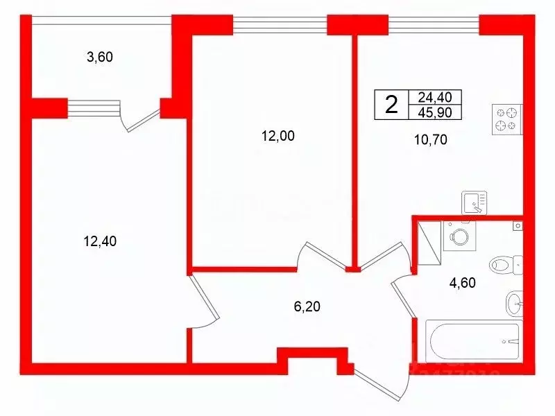 2-к кв. Санкт-Петербург, Санкт-Петербург, Сестрорецк Авиационная ул., ... - Фото 2