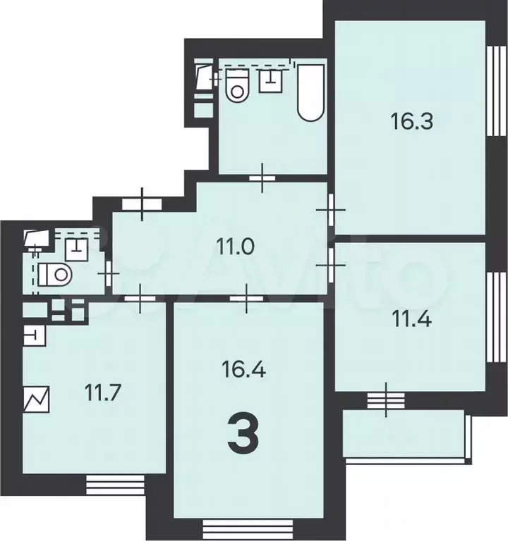 Аукцион: 3-к. квартира, 75,3 м, 24/24 эт. - Фото 0