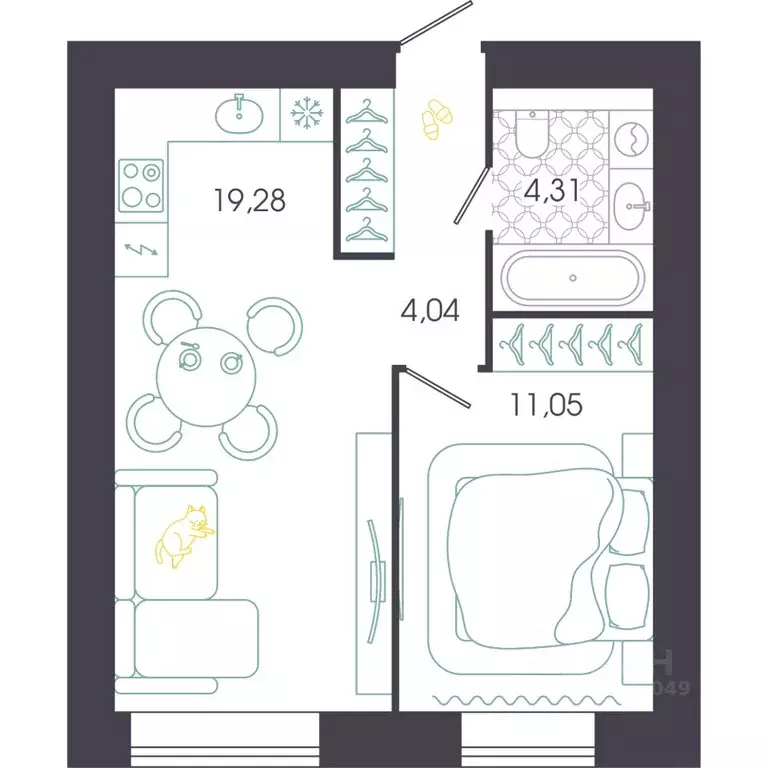 1-к кв. Пензенская область, Пенза Колышлейская ул., 7 (38.68 м) - Фото 1
