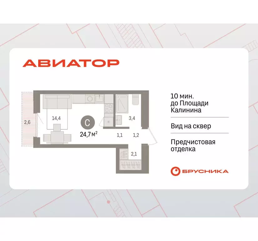 Квартира-студия: Новосибирск, улица Аэропорт (24.74 м) - Фото 0